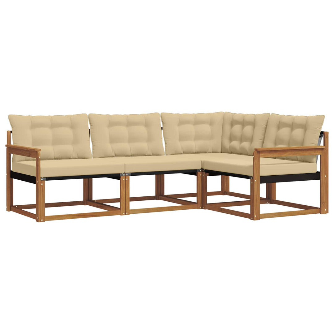 Udendørs sofagruppe med pude 4 pcs Naturlig og Beige