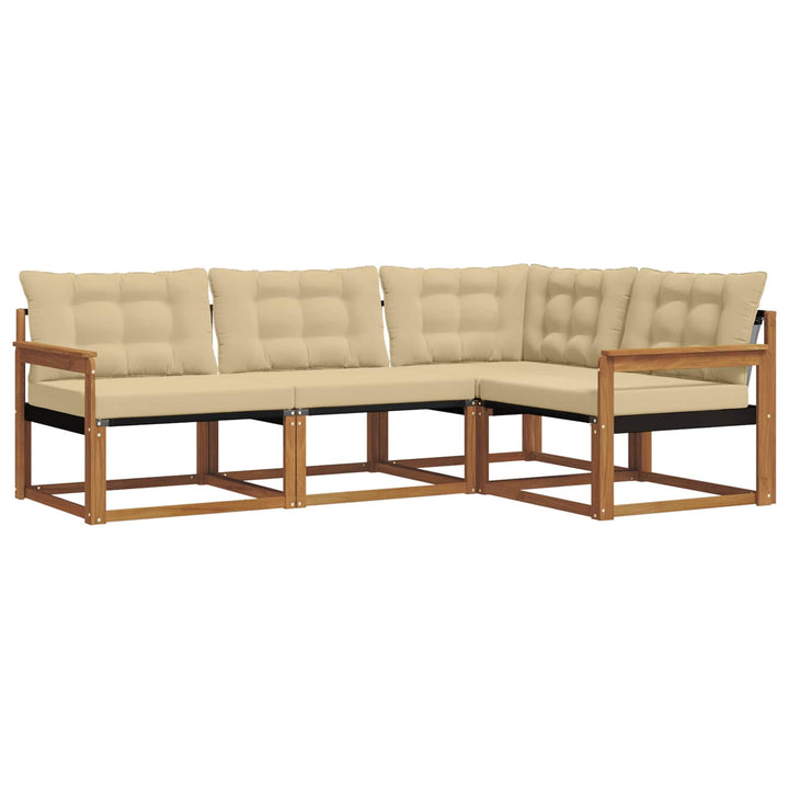 Udendørs sofagruppe med pude 4 pcs Naturlig og Beige