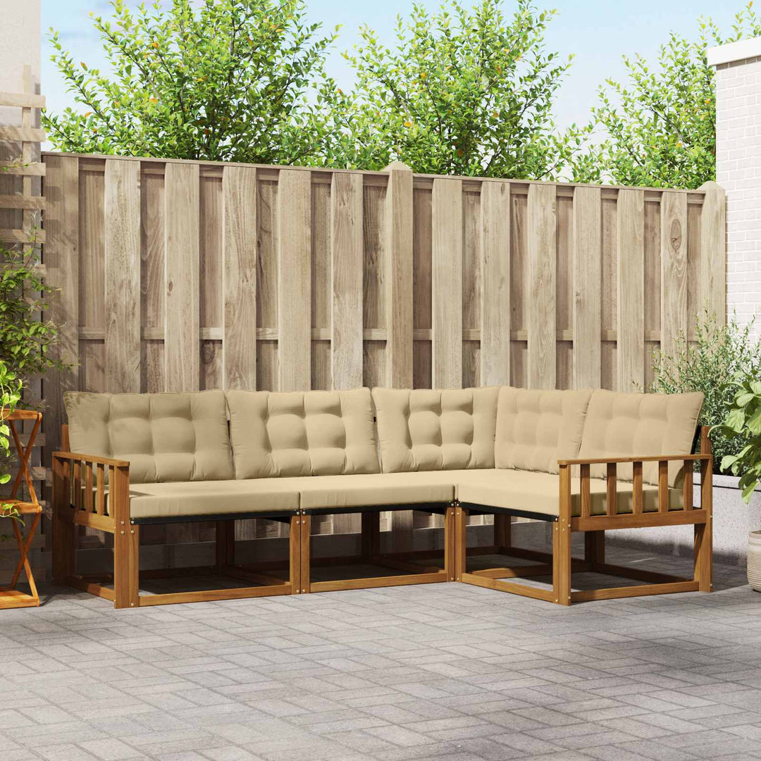 Udendørs sofagruppe med pude 4 pcs Naturlig og Beige