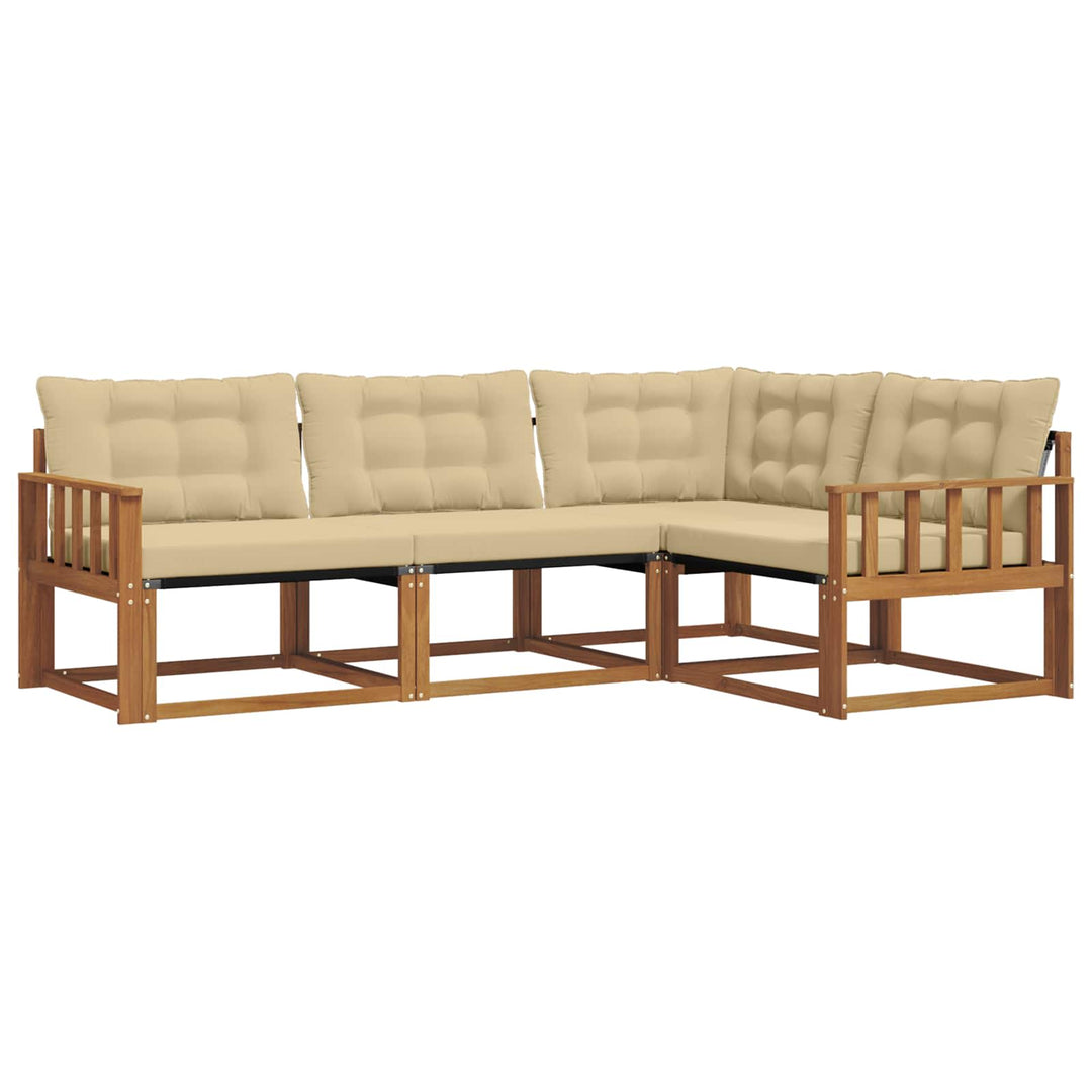 Udendørs sofagruppe med pude 4 pcs Naturlig og Beige