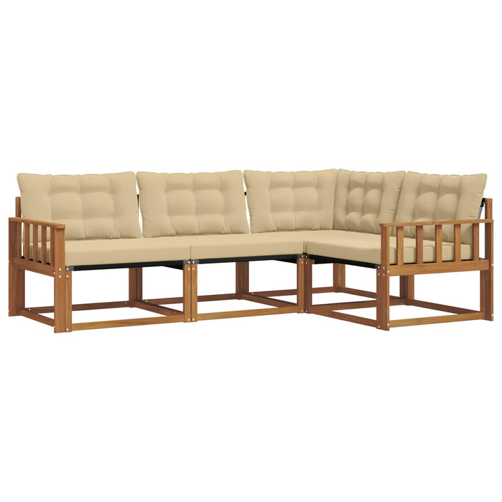 Udendørs sofagruppe med pude 4 pcs Naturlig og Beige