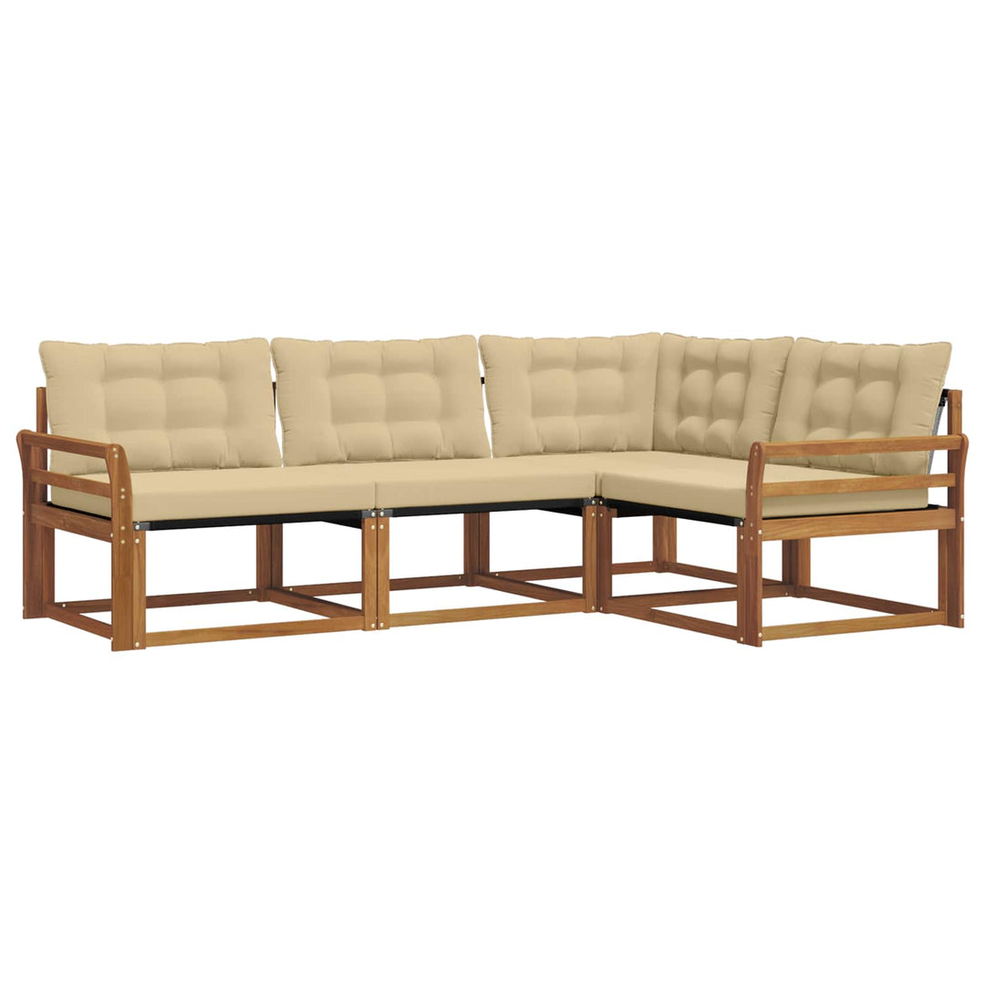 Udendørs sofagruppe med pude 4 pcs Naturlig og Beige