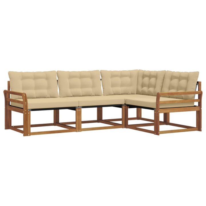 Udendørs sofagruppe med pude 4 pcs Naturlig og Beige