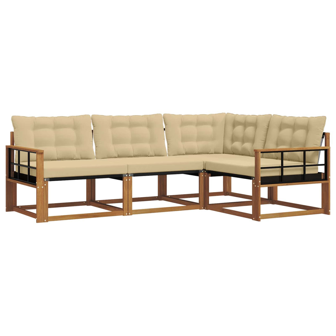 Udendørs sofagruppe med pude 4 pcs Naturlig og Beige