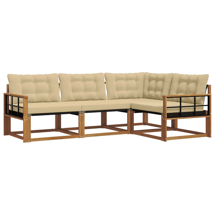 Udendørs sofagruppe med pude 4 pcs Naturlig og Beige