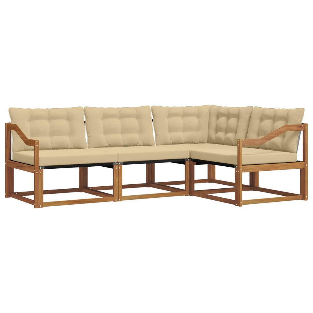 Udendørs sofagruppe med pude 4 pcs Naturlig og Beige