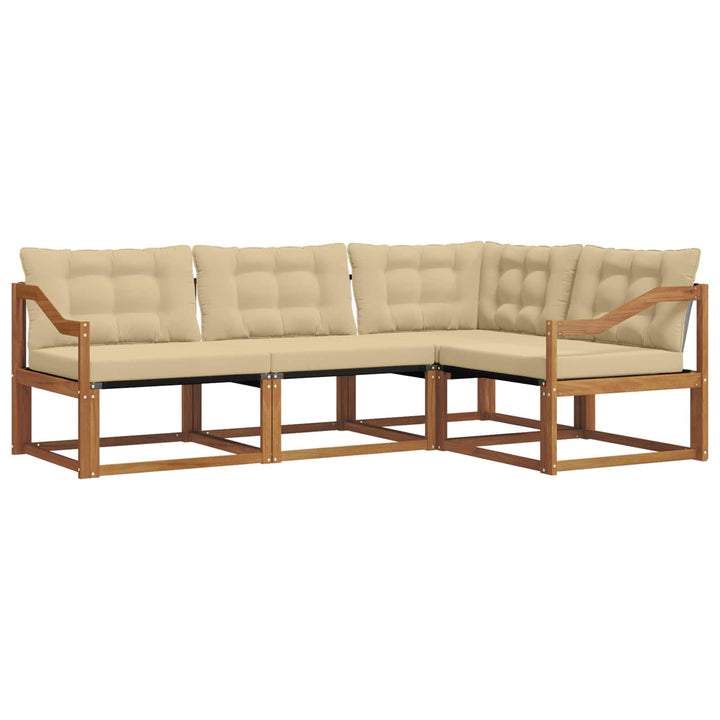 Udendørs sofagruppe med pude 4 pcs Naturlig og Beige