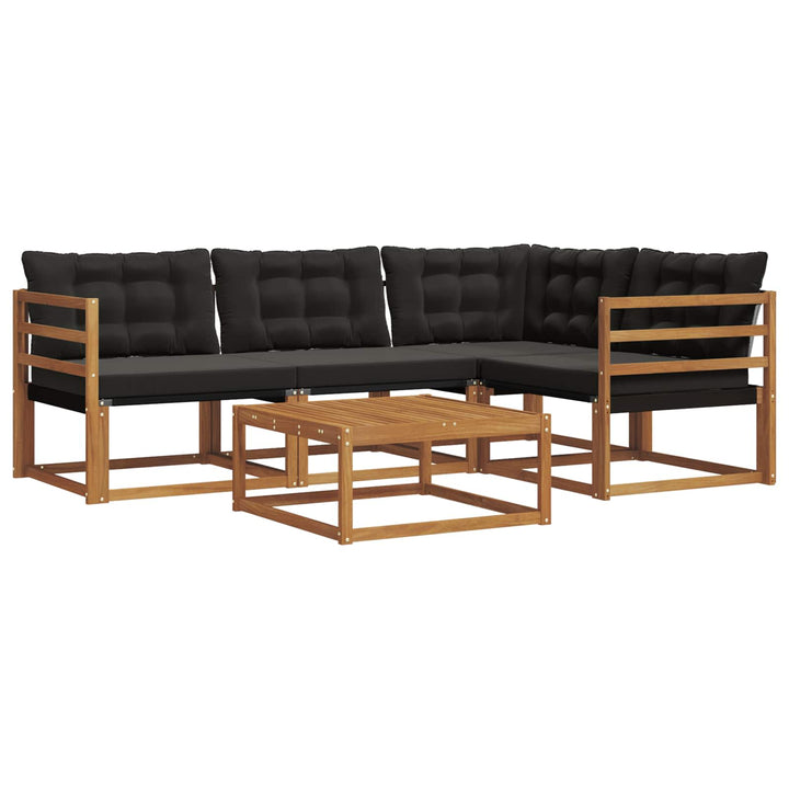 Udendørs sofagruppe med pude 5 pcs Naturlig og sort