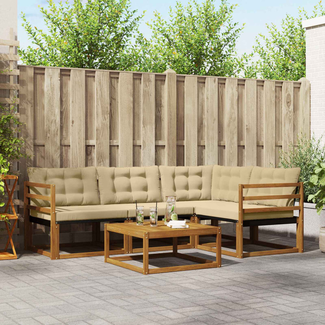 Udendørs sofagruppe med pude 5 pcs Naturlig og Beige