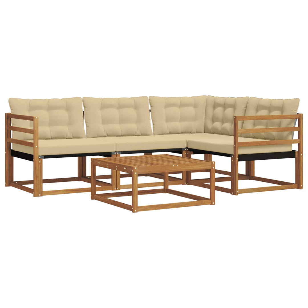 Udendørs sofagruppe med pude 5 pcs Naturlig og Beige