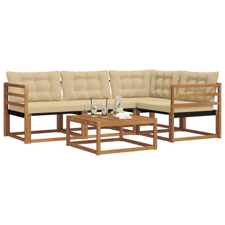 Udendørs sofagruppe med pude 5 pcs Naturlig og Beige