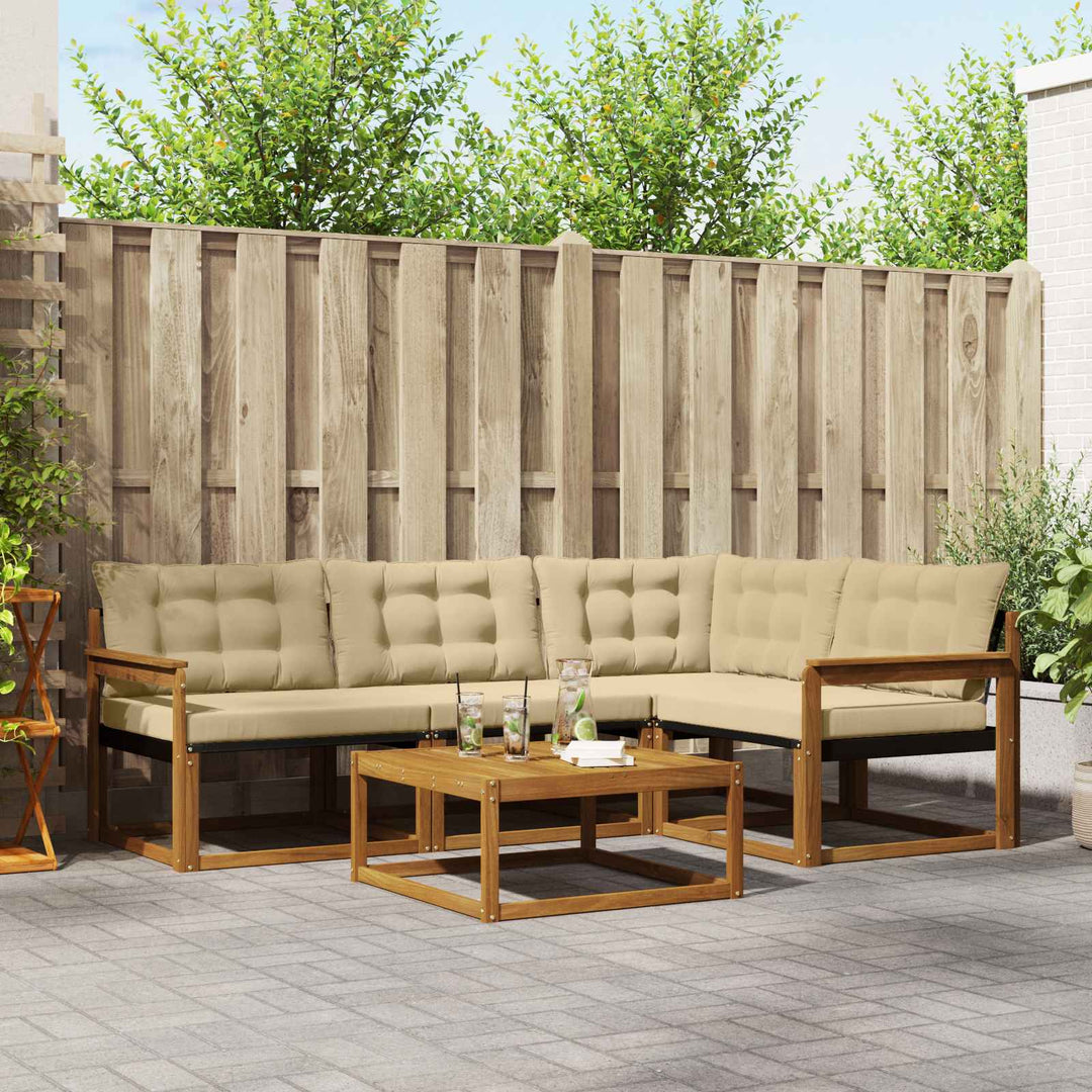 Udendørs sofagruppe med pude 5 pcs Naturlig og Beige