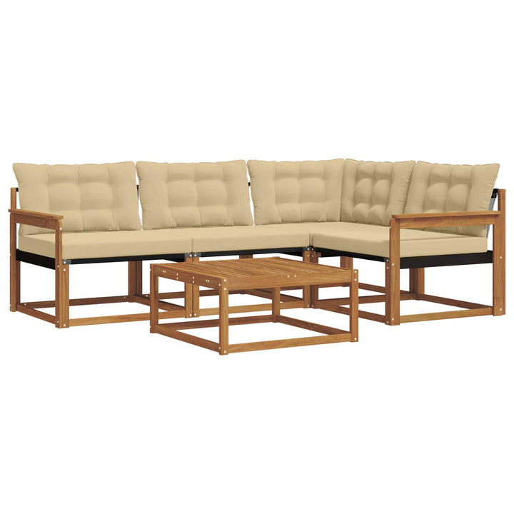 Udendørs sofagruppe med pude 5 pcs Naturlig og Beige