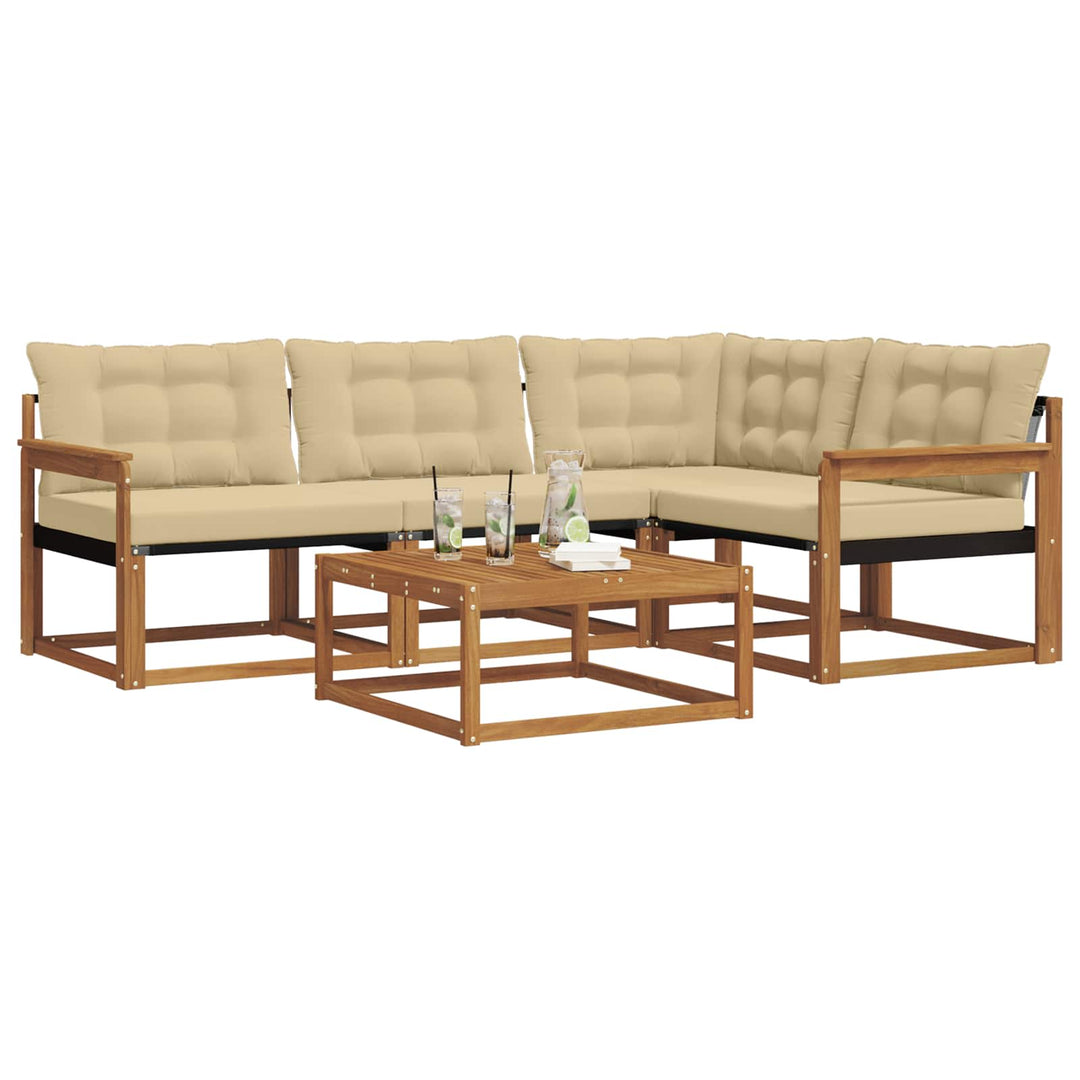 Udendørs sofagruppe med pude 5 pcs Naturlig og Beige