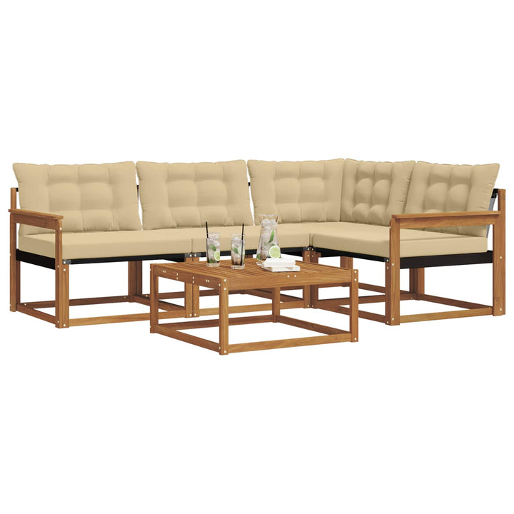 Udendørs sofagruppe med pude 5 pcs Naturlig og Beige