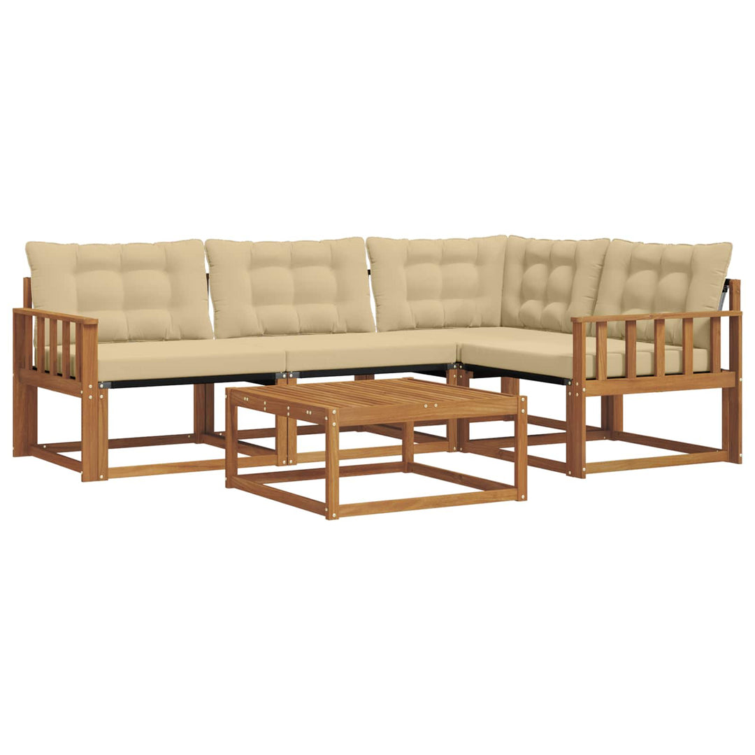 Udendørs sofagruppe med pude 5 pcs Naturlig og Beige