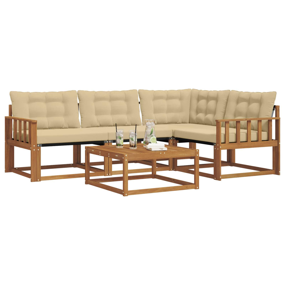 Udendørs sofagruppe med pude 5 pcs Naturlig og Beige