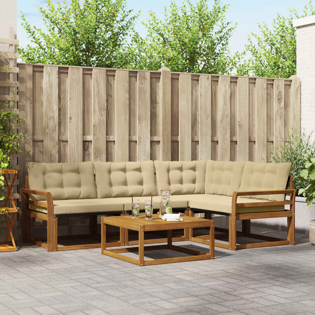 Udendørs sofagruppe med pude 5 pcs Naturlig og Beige