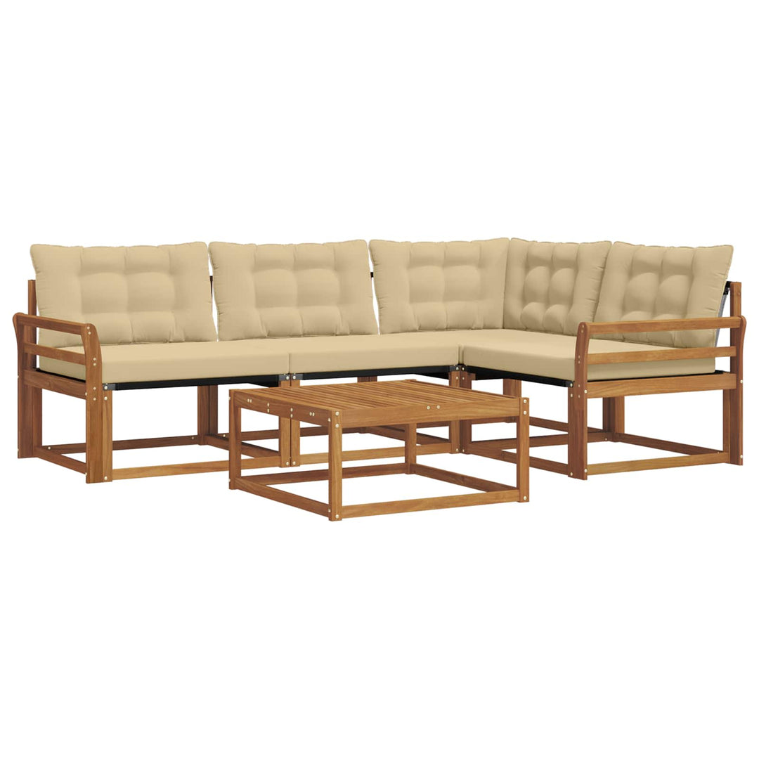 Udendørs sofagruppe med pude 5 pcs Naturlig og Beige