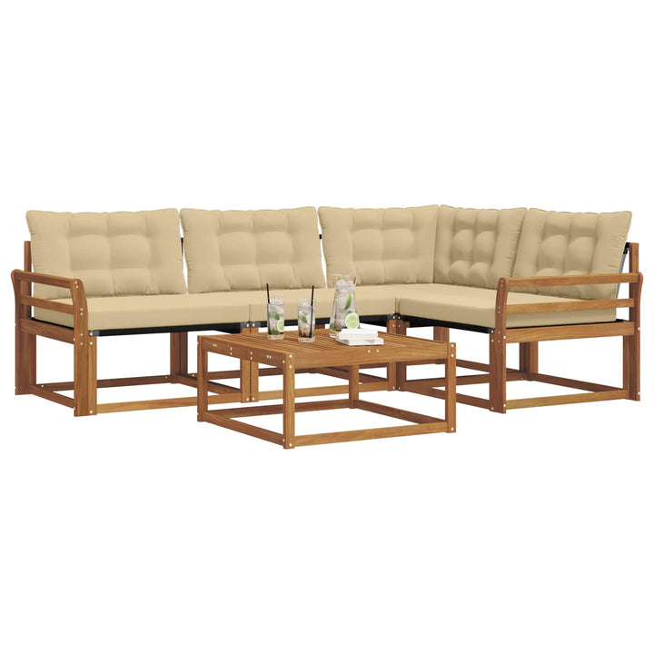 Udendørs sofagruppe med pude 5 pcs Naturlig og Beige