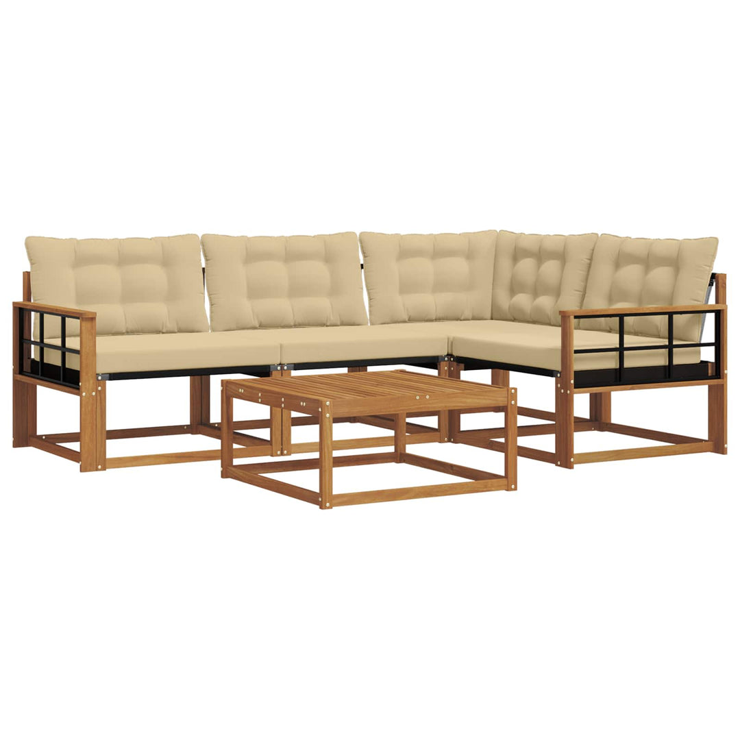 Udendørs sofagruppe med pude 5 pcs Naturlig og Beige