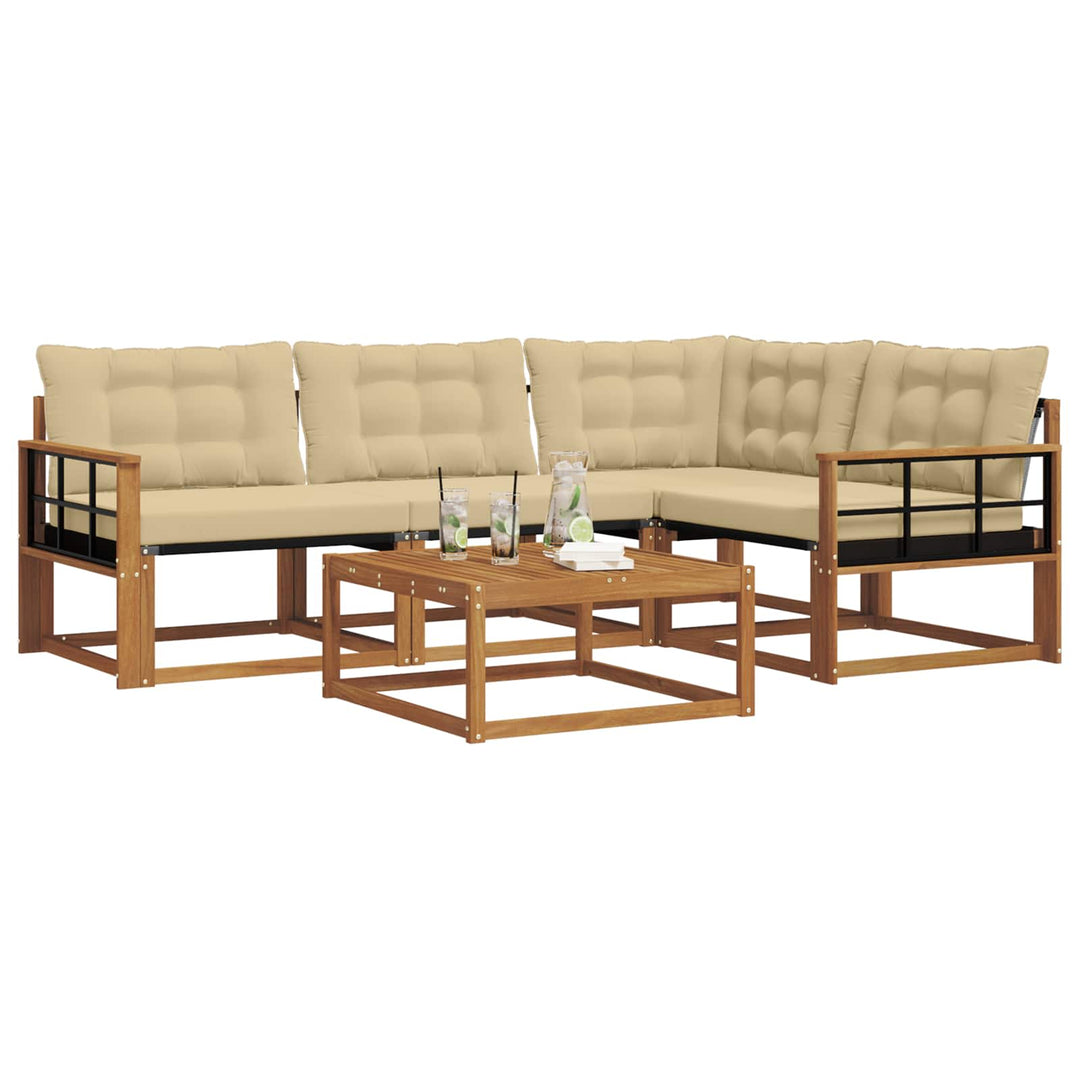 Udendørs sofagruppe med pude 5 pcs Naturlig og Beige