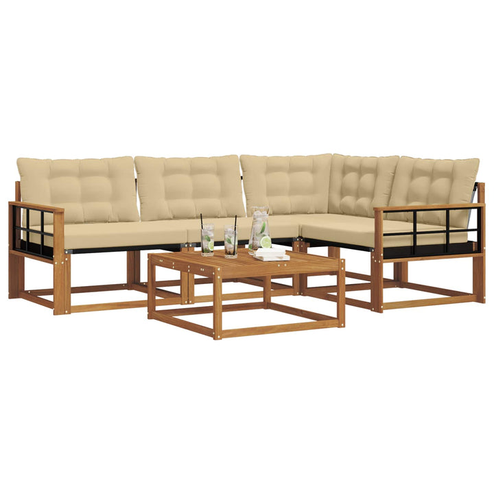Udendørs sofagruppe med pude 5 pcs Naturlig og Beige