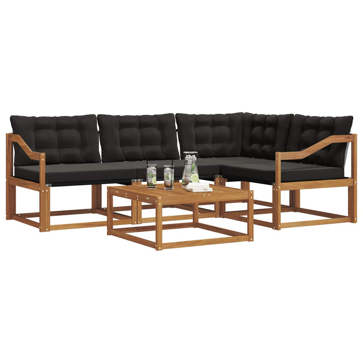 Udendørs sofagruppe med pude 5 pcs Naturlig og sort