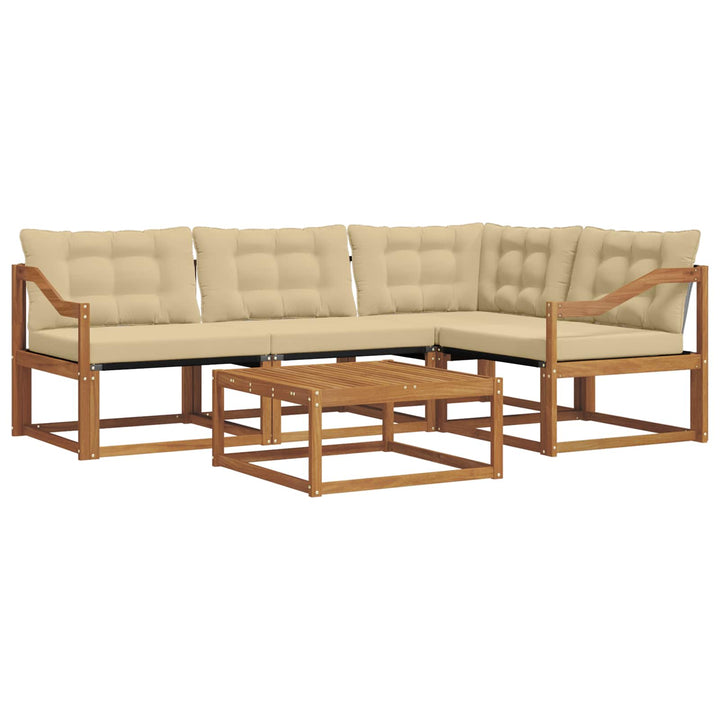 Udendørs sofagruppe med pude 5 pcs Naturlig og Beige