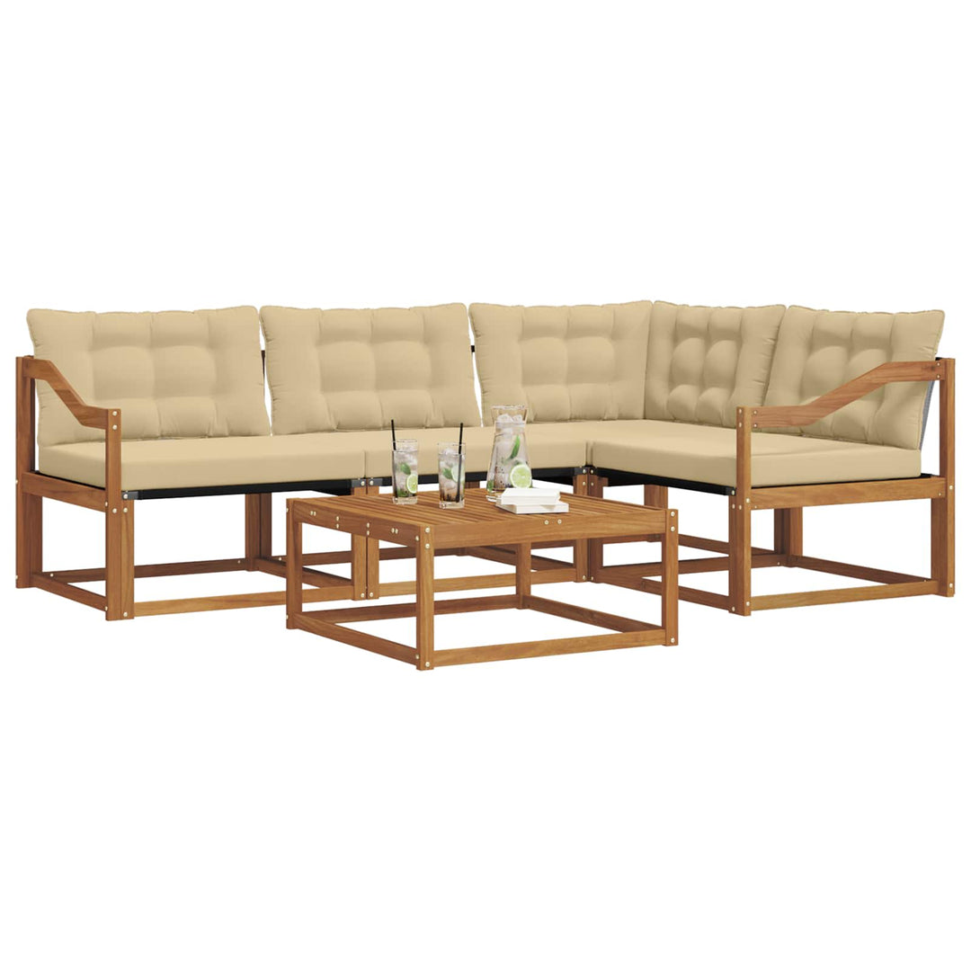 Udendørs sofagruppe med pude 5 pcs Naturlig og Beige