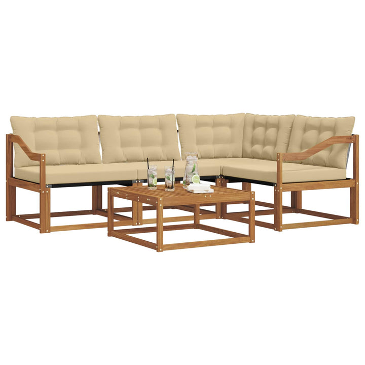 Udendørs sofagruppe med pude 5 pcs Naturlig og Beige