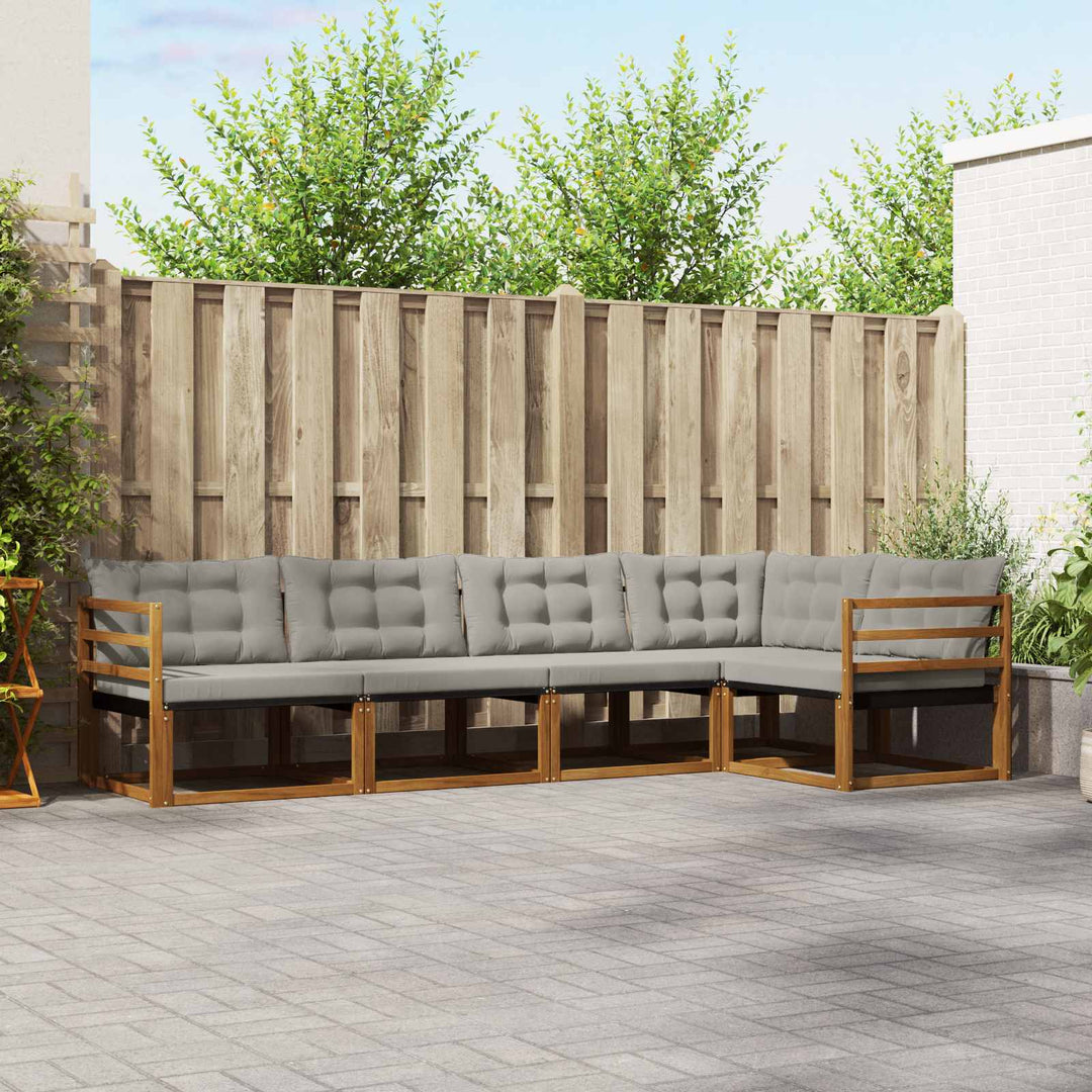 Udendørs sofagruppe med pude 5 pcs Naturlig og Lys Grå