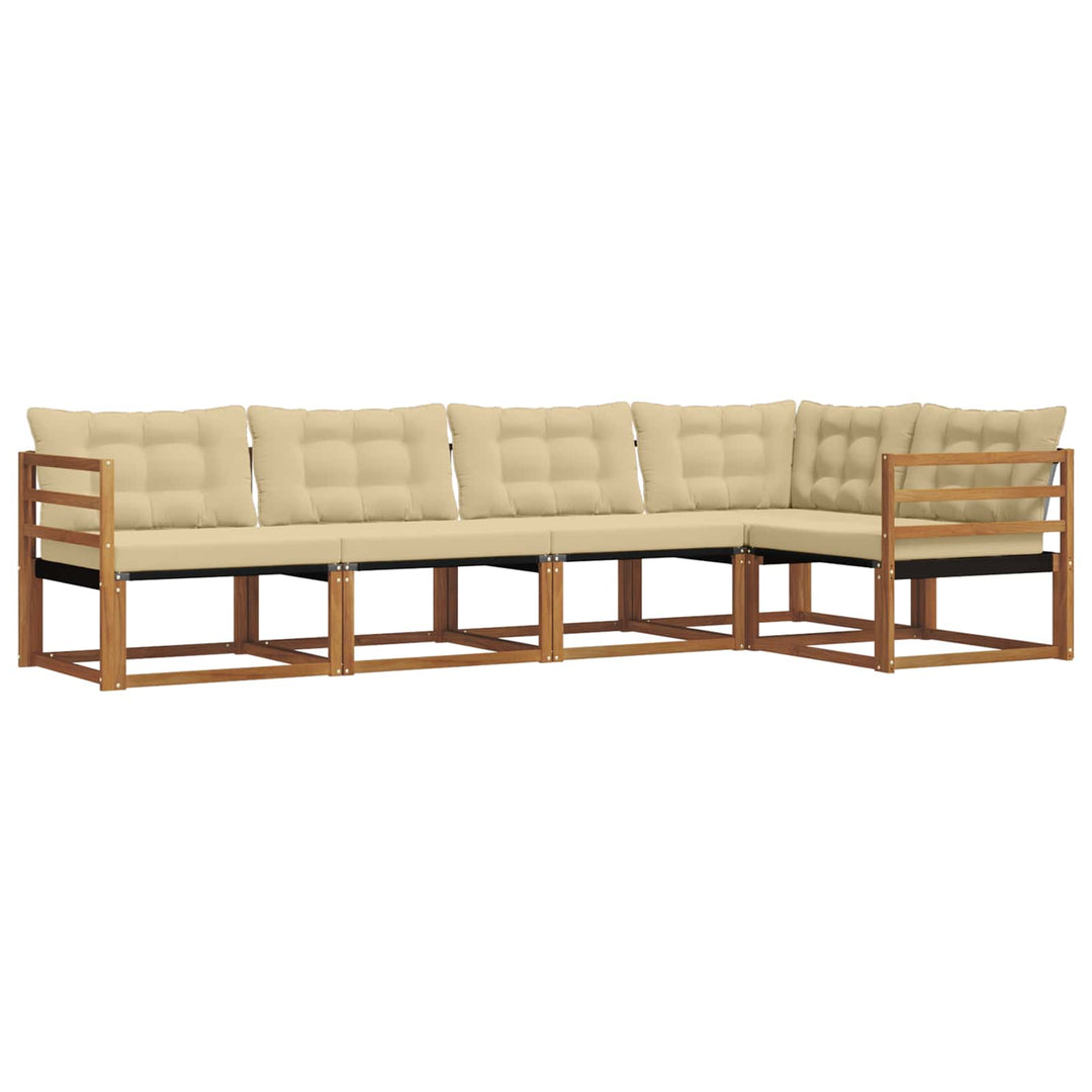 Udendørs sofagruppe med pude 5 pcs Naturlig og Beige