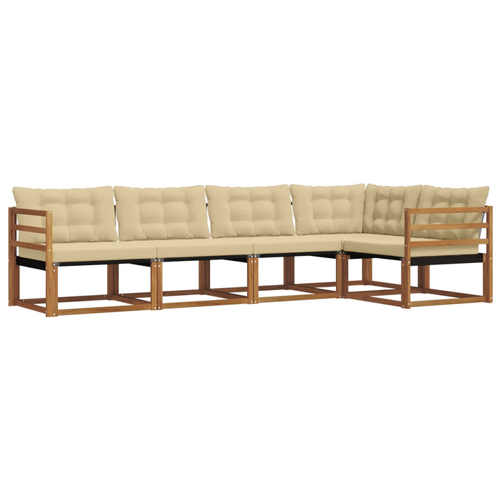 Udendørs sofagruppe med pude 5 pcs Naturlig og Beige