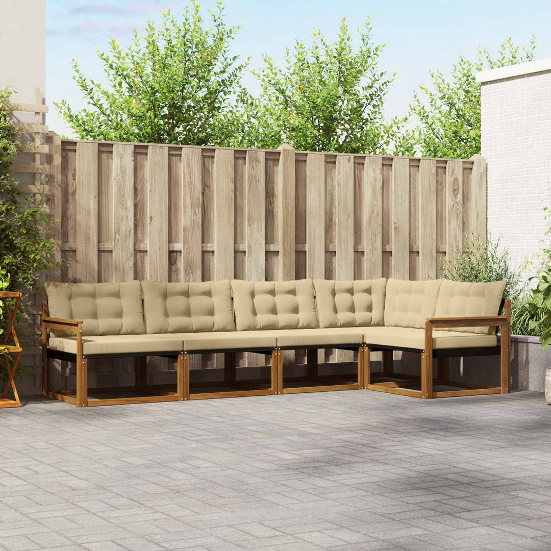 Udendørs sofagruppe med pude 5 pcs Naturlig og Beige