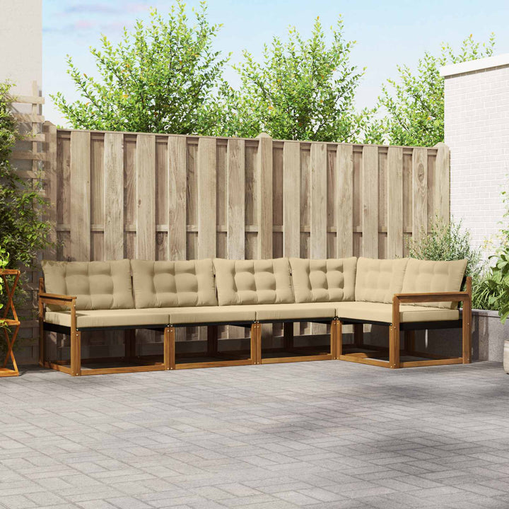 Udendørs sofagruppe med pude 5 pcs Naturlig og Beige