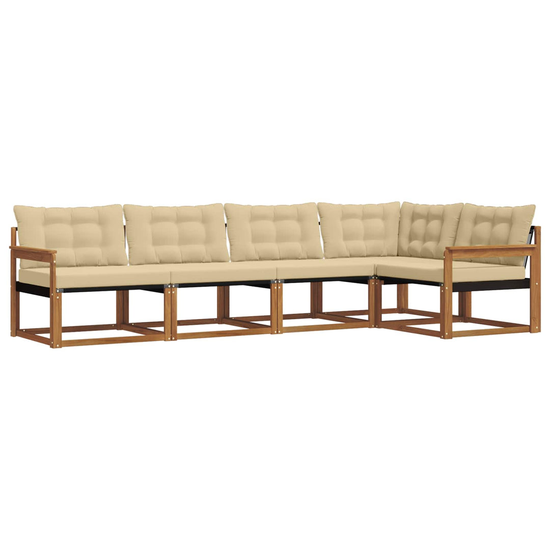 Udendørs sofagruppe med pude 5 pcs Naturlig og Beige