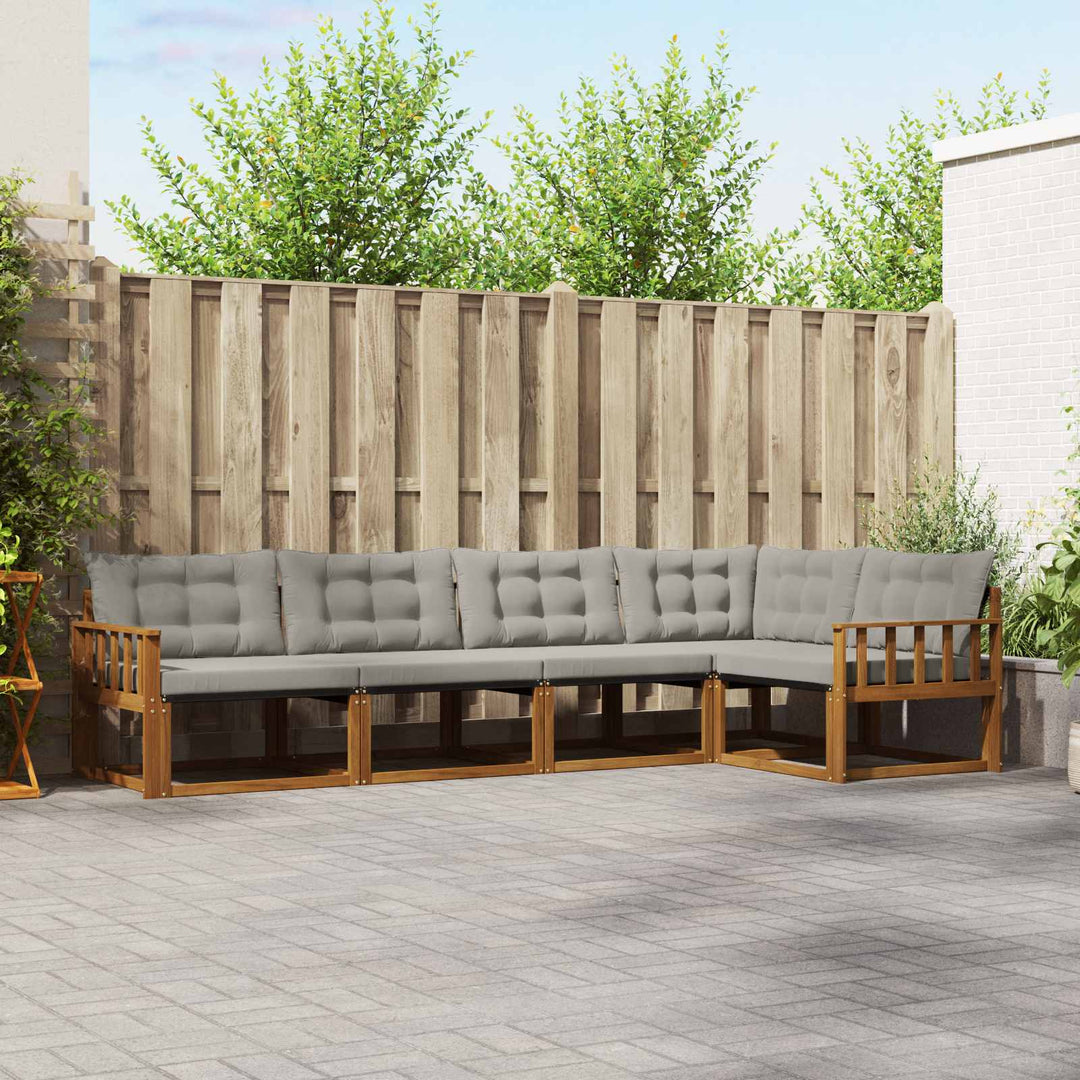 Udendørs sofagruppe med pude 5 pcs Naturlig og Lys Grå