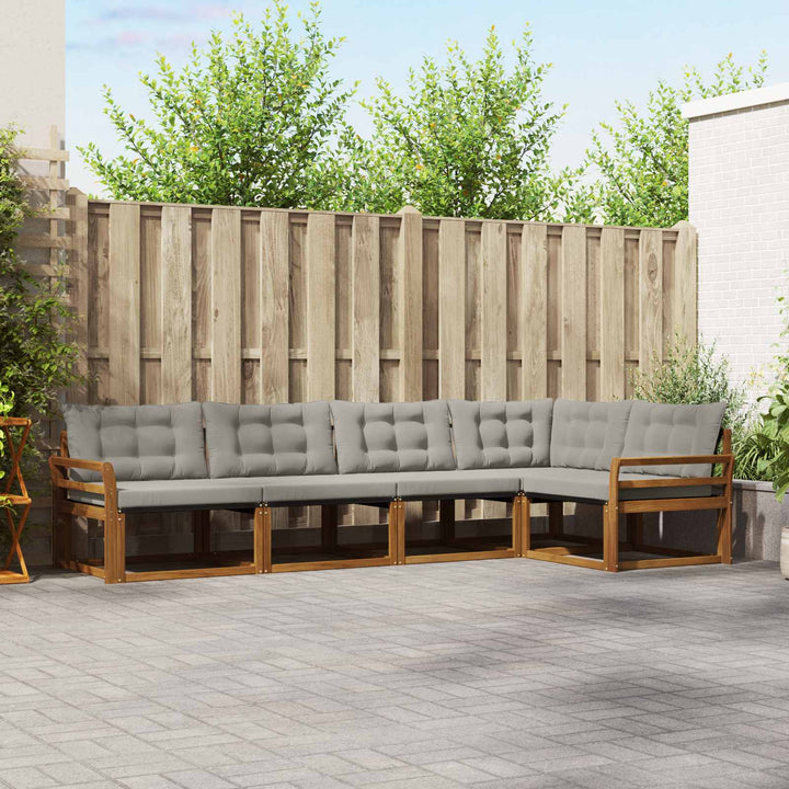 Udendørs sofagruppe med pude 5 pcs Naturlig og Lys Grå