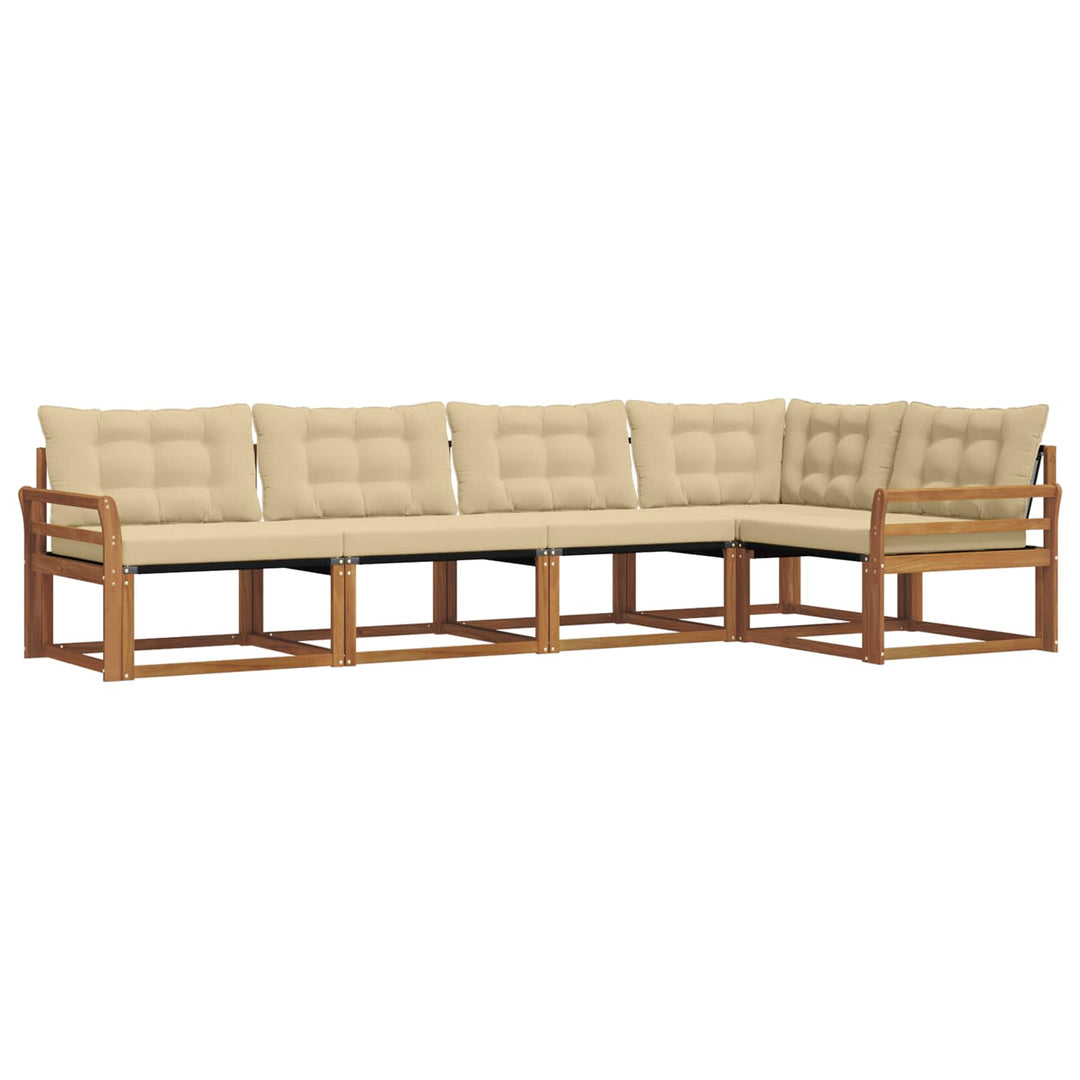 Udendørs sofagruppe med pude 5 pcs Naturlig og Beige