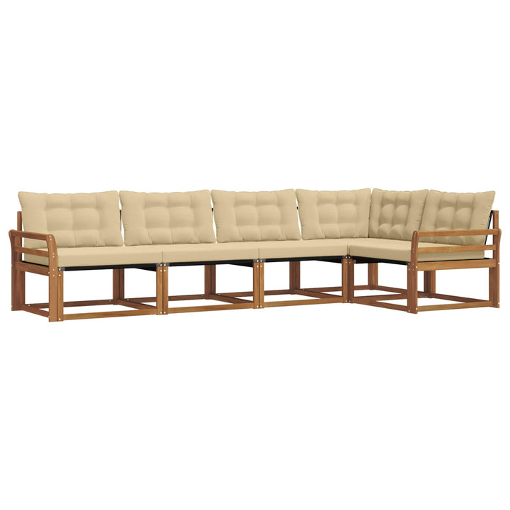Udendørs sofagruppe med pude 5 pcs Naturlig og Beige