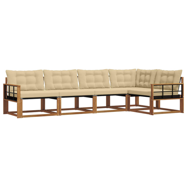 Udendørs sofagruppe med pude 5 pcs Naturlig og Beige