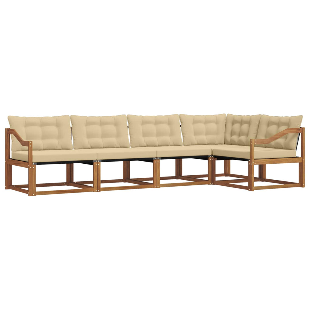 Udendørs sofagruppe med pude 5 pcs Naturlig og Beige