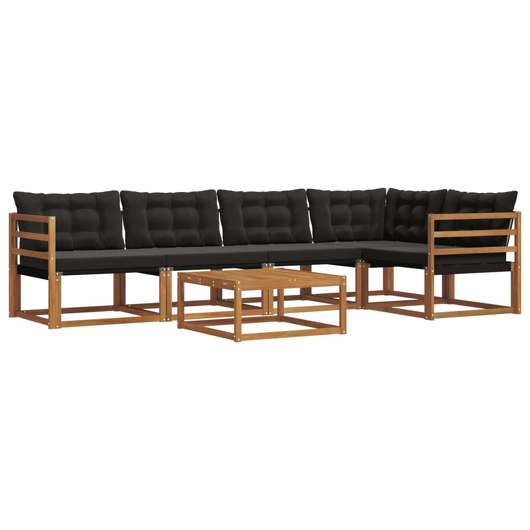 Udendørs sofagruppe med pude 6 pcs Naturlig og sort