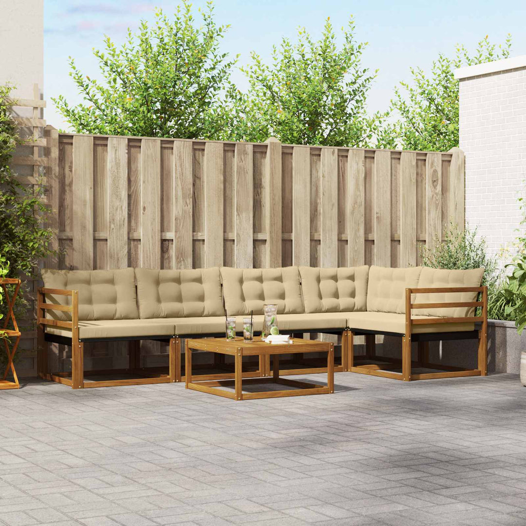 Udendørs sofagruppe med pude 6 pcs Naturlig og Beige