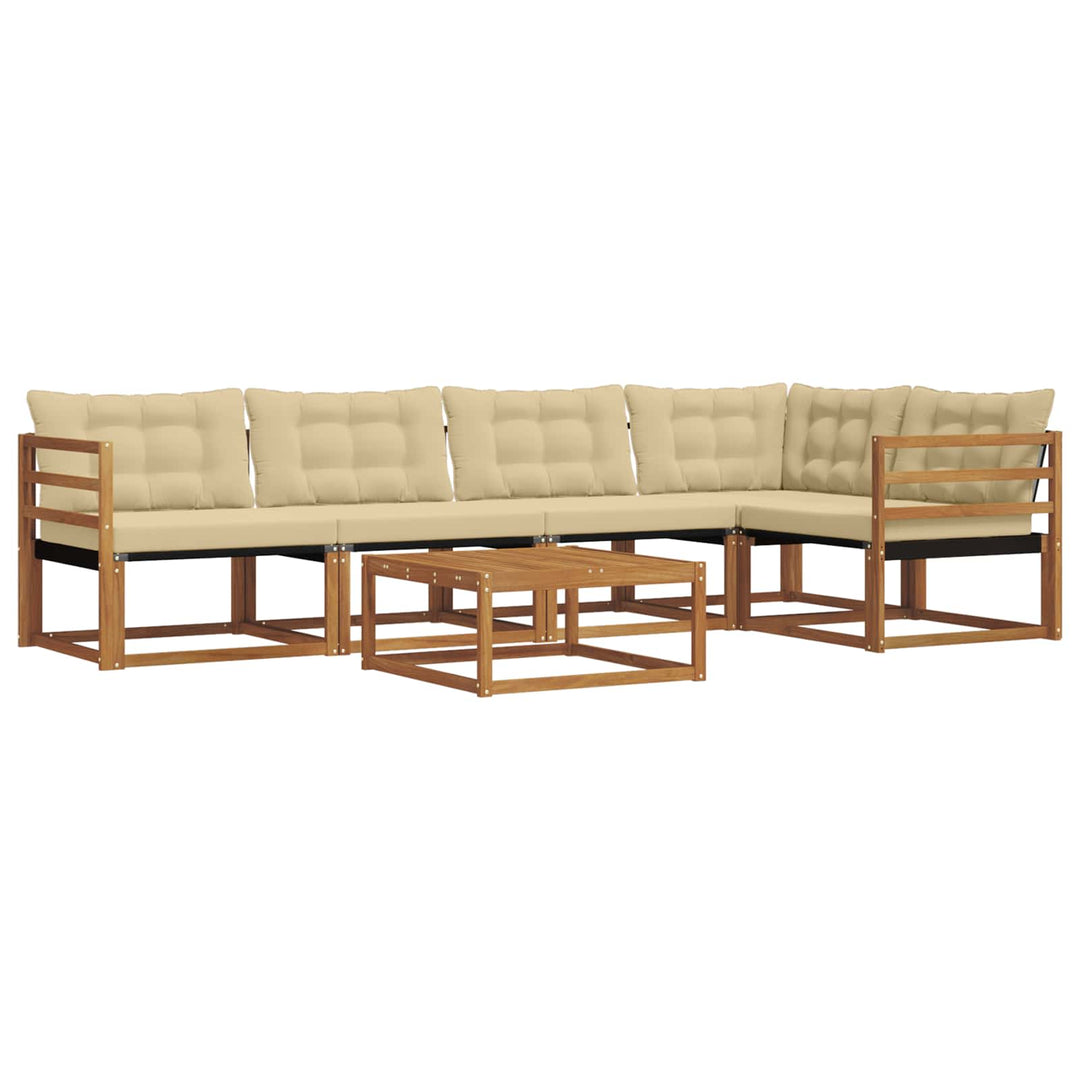 Udendørs sofagruppe med pude 6 pcs Naturlig og Beige