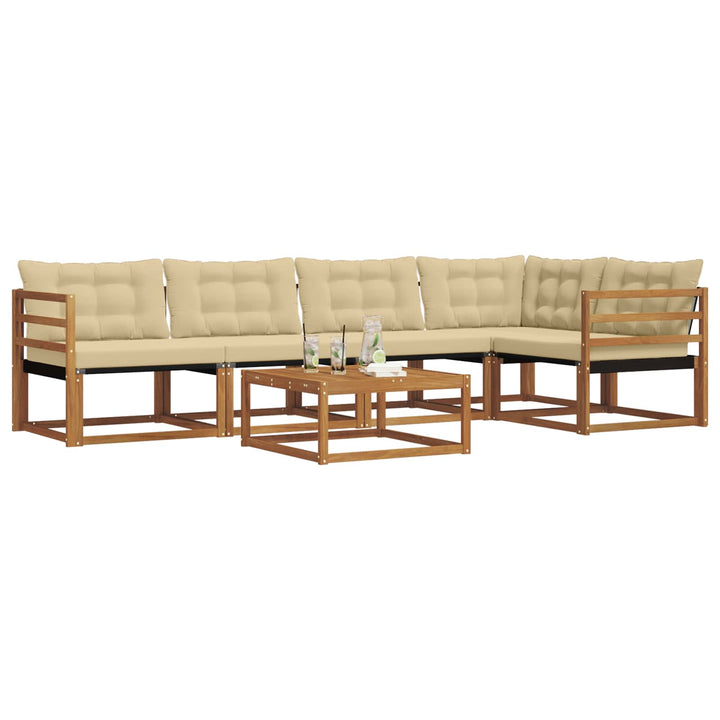 Udendørs sofagruppe med pude 6 pcs Naturlig og Beige