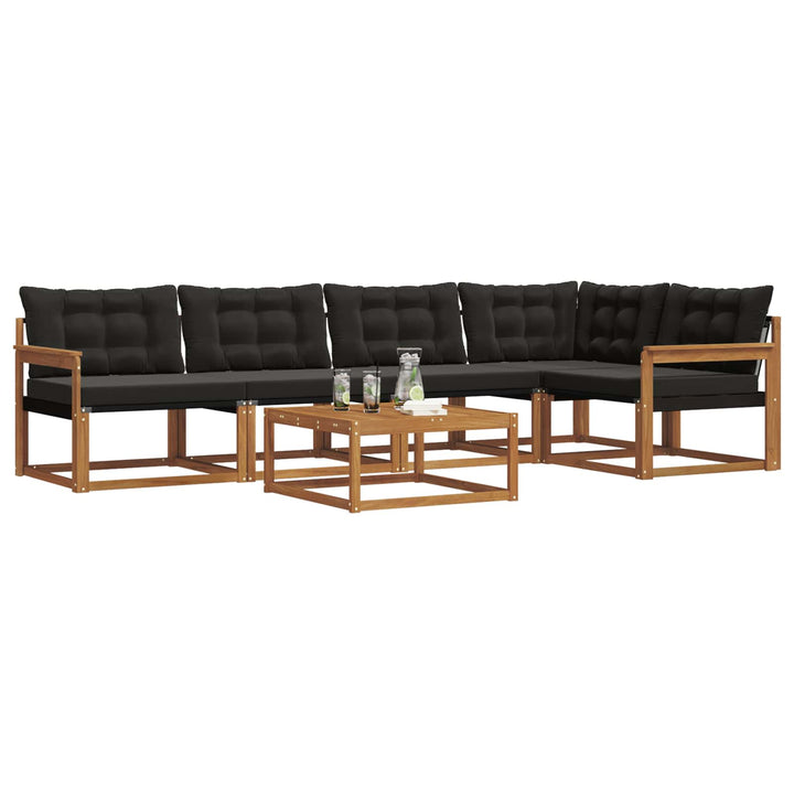 Udendørs sofagruppe med pude 6 pcs Naturlig og sort