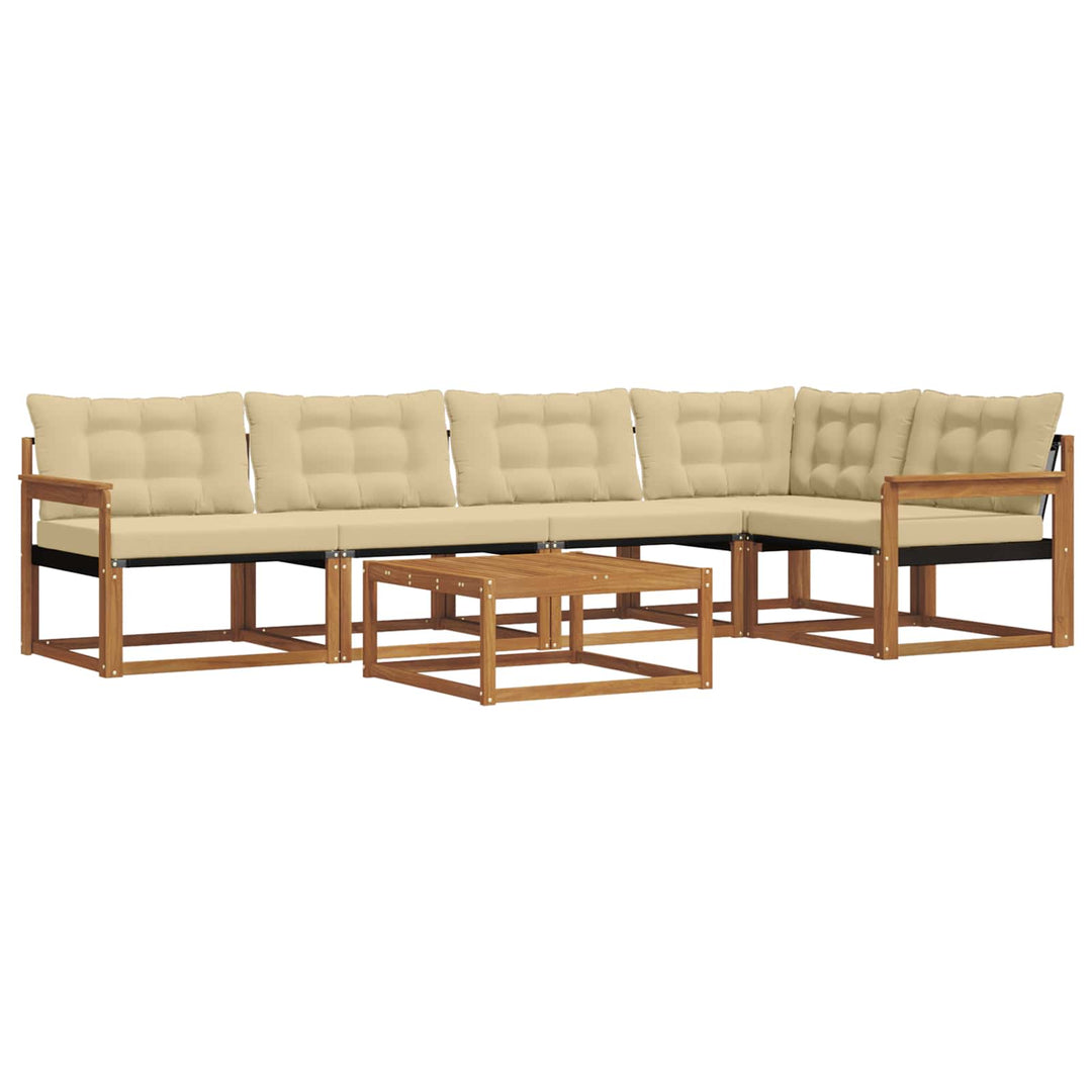 Udendørs sofagruppe med pude 6 pcs Naturlig og Beige