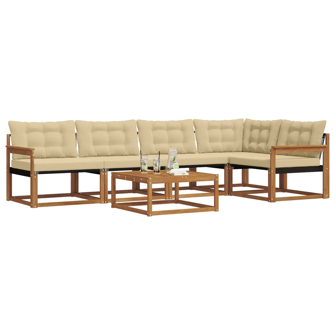 Udendørs sofagruppe med pude 6 pcs Naturlig og Beige